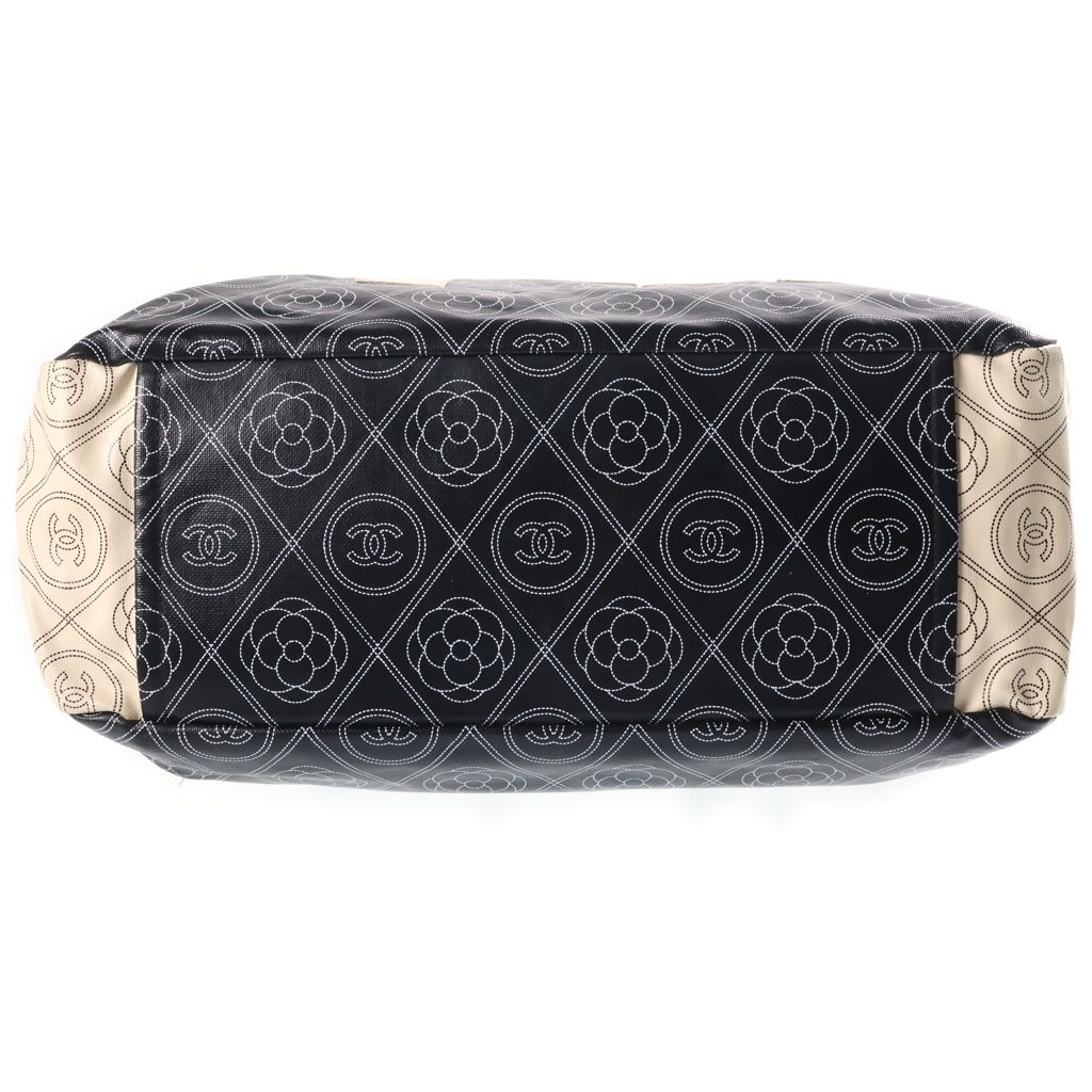 CHANEL(シャネル) カメリア ラージ ショッピングバッグ チェーントートバッグ ハンドバッグ ブラック シルバー金具