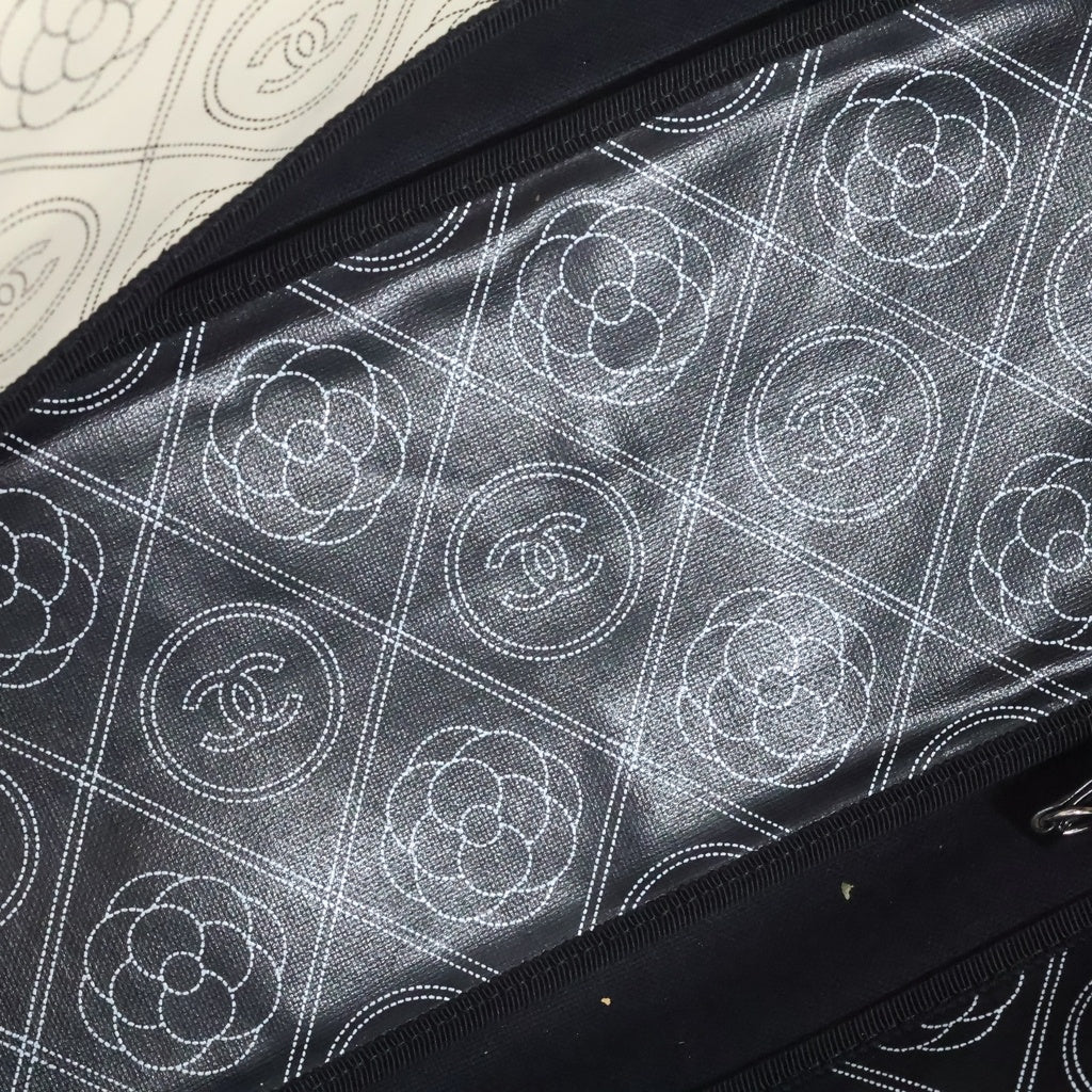 CHANEL(シャネル) カメリア ラージ ショッピングバッグ チェーントートバッグ ハンドバッグ ブラック シルバー金具