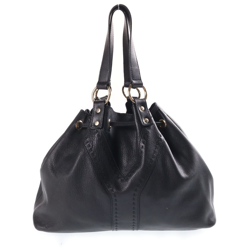 YVES SAINT LAURENT(イヴサンローラン) サックダブル リバーシブル ハンドバッグ トートバッグ ブラック レザー 168484 ゴールド金具 レディース