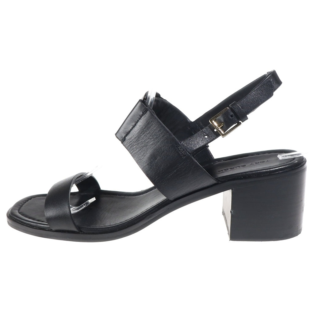 TORY BURCH(トリー バーチ) ブロック ヒール サンダル ベルト レザー ブラック レディース