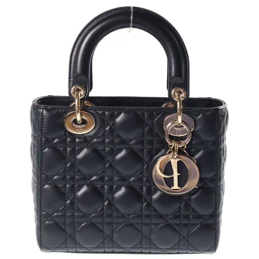Christian Dior(クリスチャンディオール) マイレディディオール スモール 2WAYハンドバッグ ショルダーバッグ ブラック レザー ゴールド金具 レディース