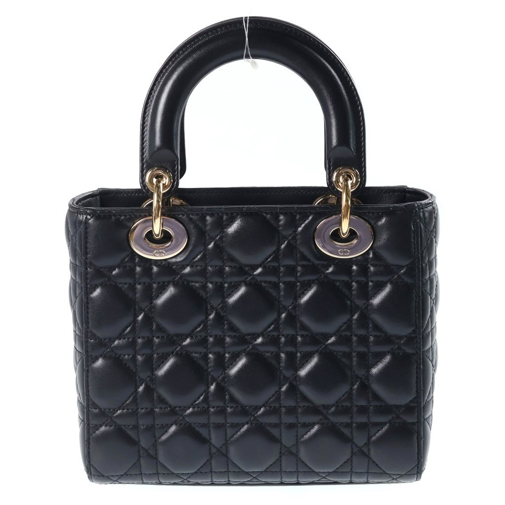 Christian Dior(クリスチャンディオール) マイレディディオール スモール 2WAYハンドバッグ ショルダーバッグ ブラック レザー ゴールド金具 レディース