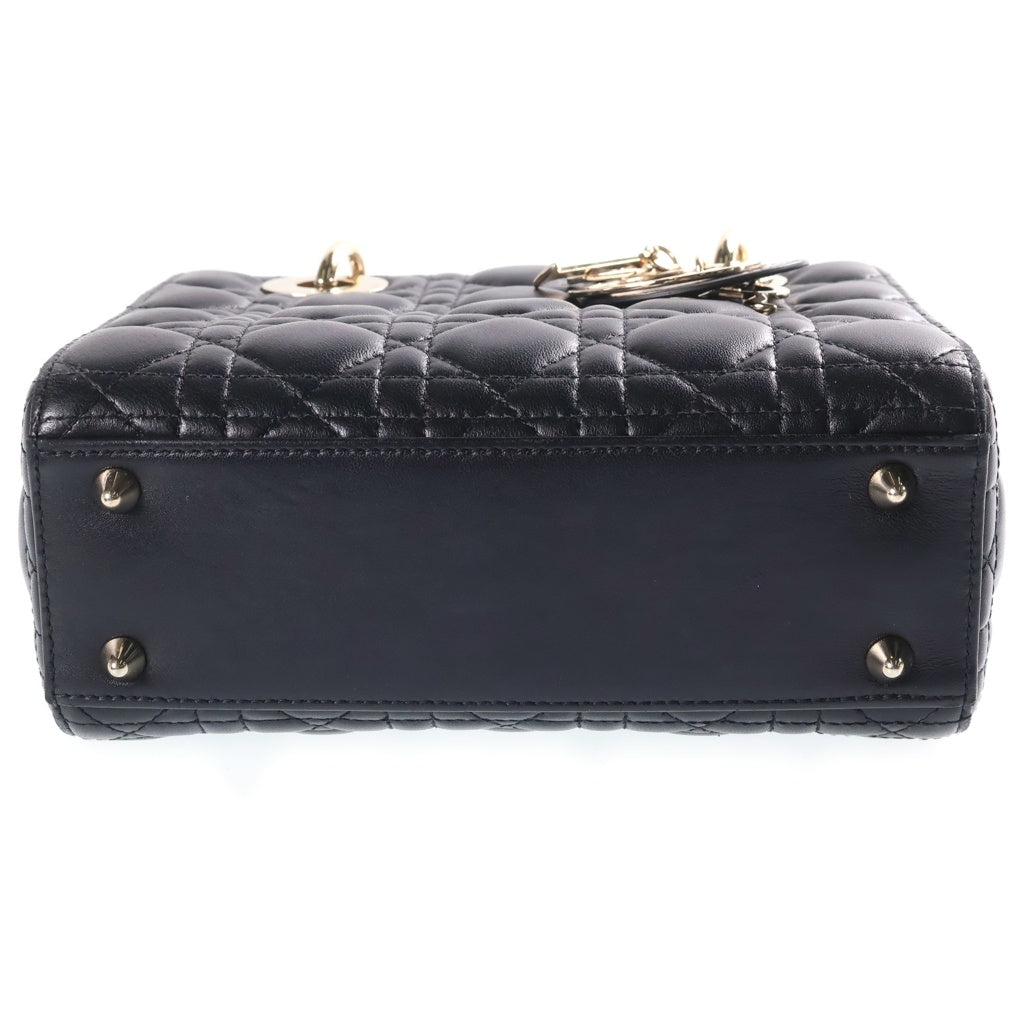 Christian Dior(クリスチャンディオール) マイレディディオール スモール 2WAYハンドバッグ ショルダーバッグ ブラック レザー ゴールド金具 レディース