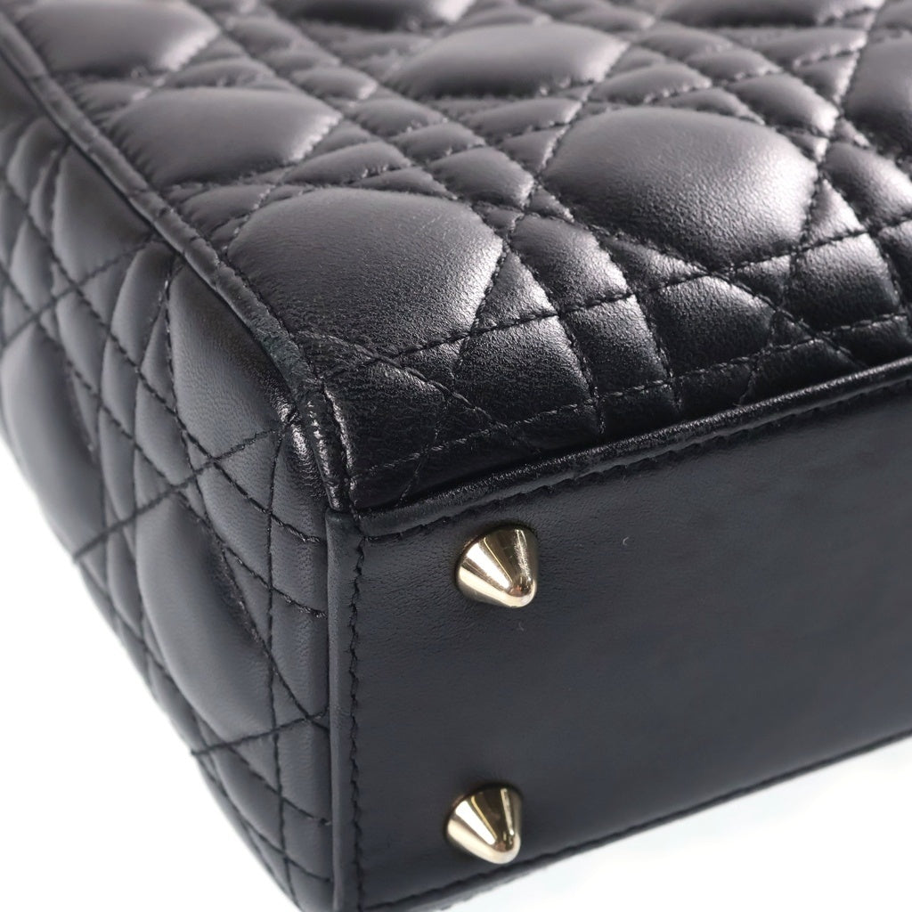 Christian Dior(クリスチャンディオール) マイレディディオール スモール 2WAYハンドバッグ ショルダーバッグ ブラック レザー ゴールド金具 レディース