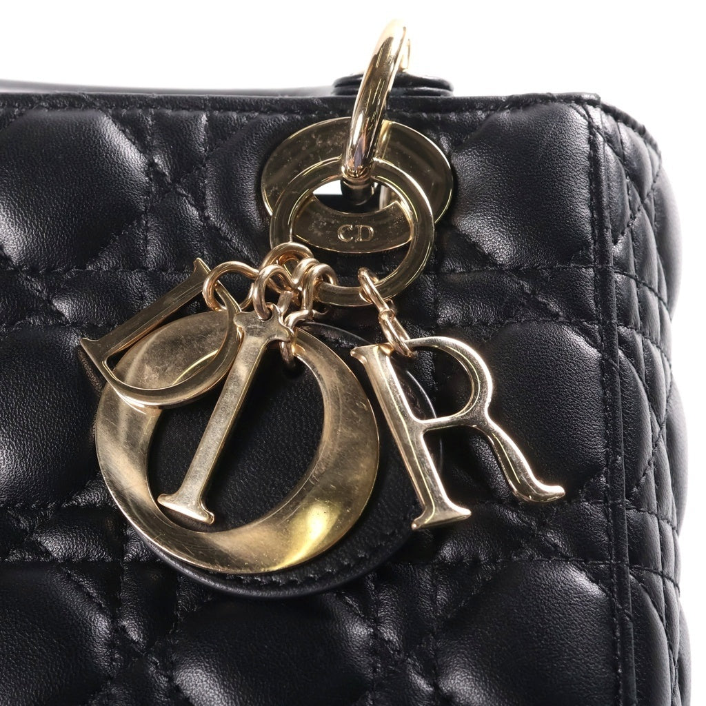Christian Dior(クリスチャンディオール) マイレディディオール スモール 2WAYハンドバッグ ショルダーバッグ ブラック レザー ゴールド金具 レディース