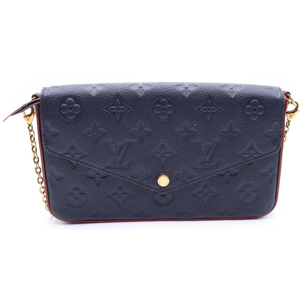 LOUIS VUITTON(ルイヴィトン) モノグラム・アンプラント ポシェットフェリシー チェーンウォレット ショルダーバッグ マリーヌルージュ ネイビー×レッド レザー M64099 ゴールド金具