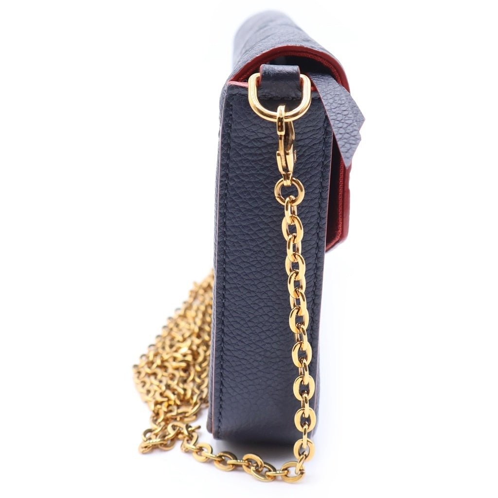 LOUIS VUITTON(ルイヴィトン) モノグラム・アンプラント ポシェットフェリシー チェーンウォレット ショルダーバッグ マリーヌルージュ ネイビー×レッド レザー M64099 ゴールド金具
