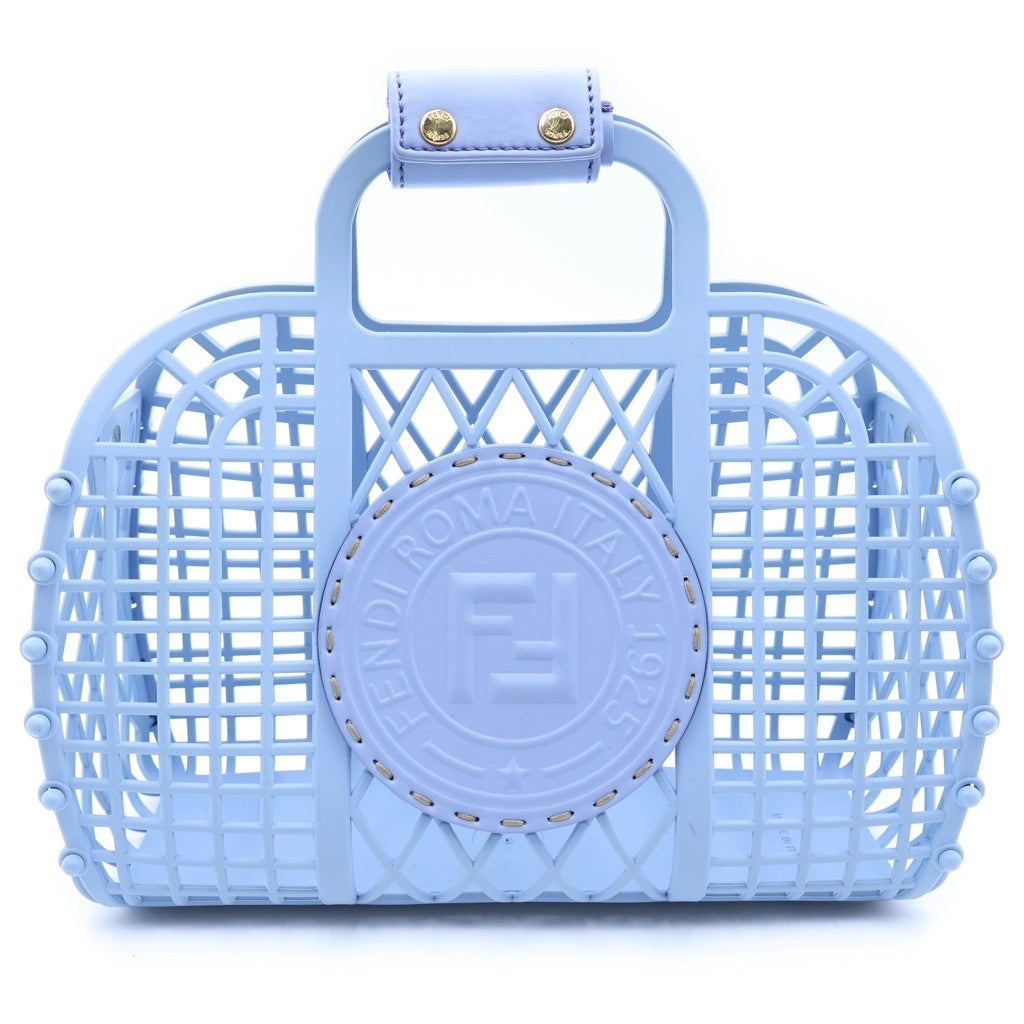 FENDI(フェンディ) バスケット スモール FFロゴ ハンドバッグ ブルー プラスチック 6BH388 レディース