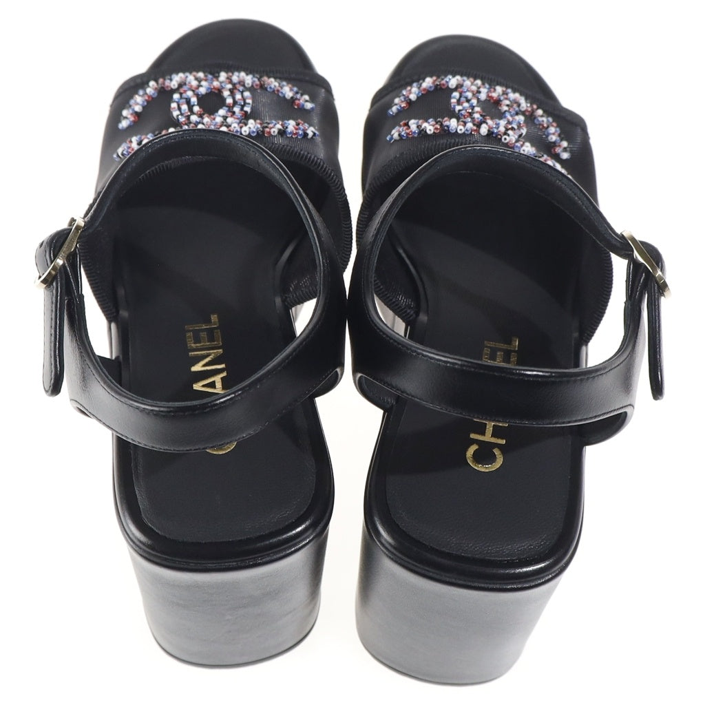 CHANEL(シャネル) 26SS CC Logo Sandals ココマーク プラットフォームサンダル シューズ メッシュ ブラック G47063 レディース