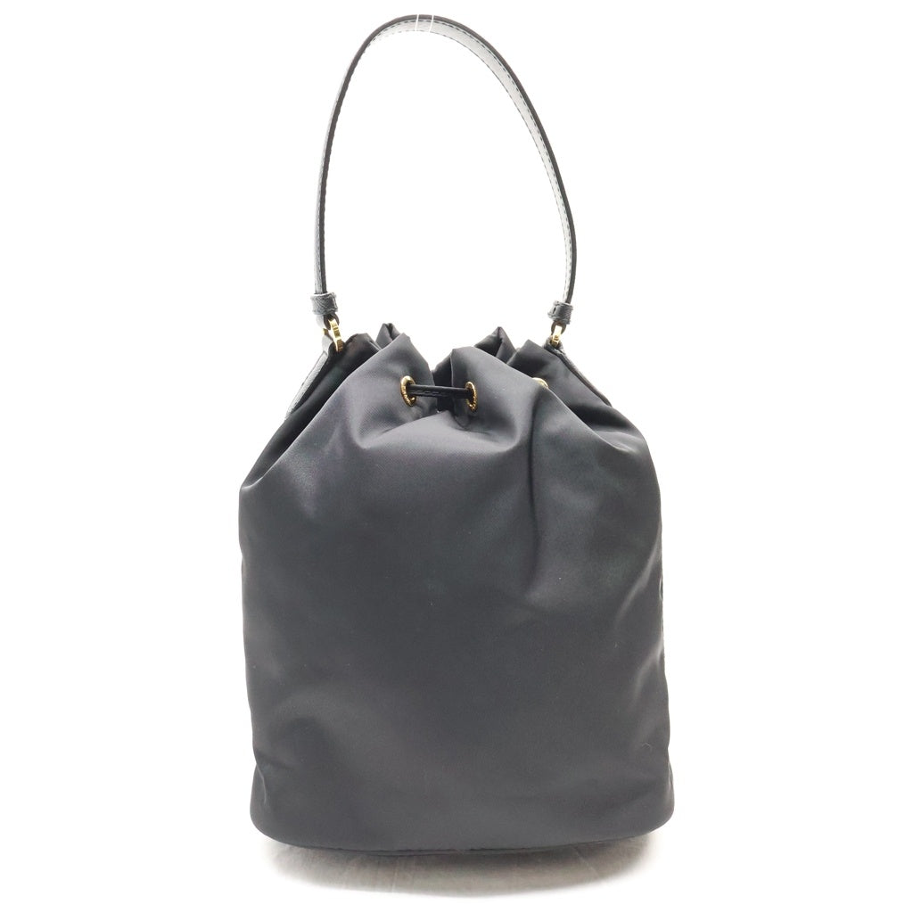 PRADA(プラダ) デュエット 2WAYバケットバッグ ハンドバッグ ショルダーバッグ ブラック テスートナイロン ×レザー 1BH038 ゴールド金具 レディース