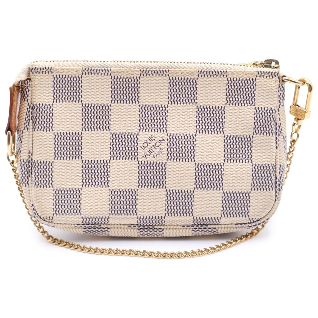 LOUIS VUITTON(ルイヴィトン) ダミエアズール ミニポシェットアクセソワール チェーンミニハンドバッグ ポーチ ケース アイボリー レザー×PVC N58010 ゴールド金具