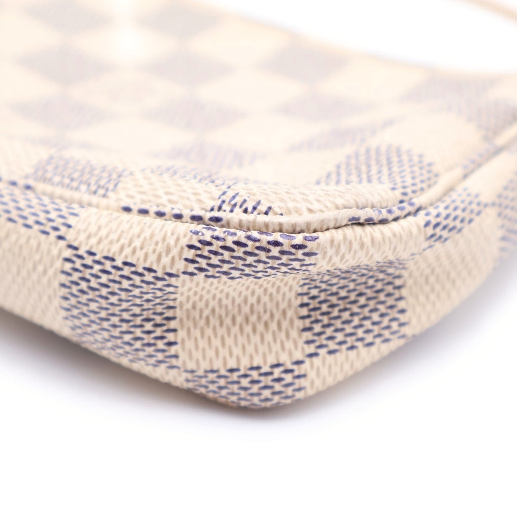 LOUIS VUITTON(ルイヴィトン) ダミエアズール ミニポシェットアクセソワール チェーンミニハンドバッグ ポーチ ケース アイボリー レザー×PVC N58010 ゴールド金具