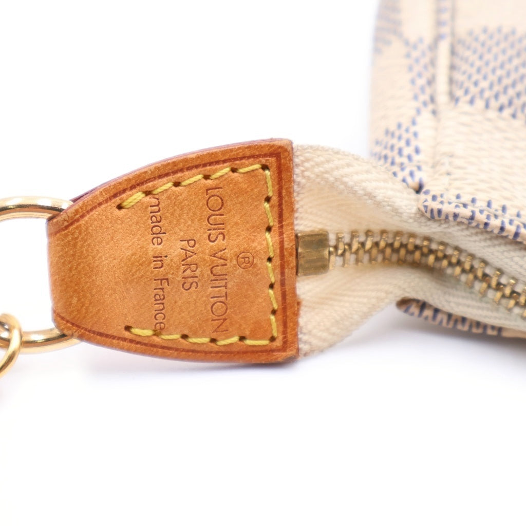 LOUIS VUITTON(ルイヴィトン) ダミエアズール ミニポシェットアクセソワール チェーンミニハンドバッグ ポーチ ケース アイボリー レザー×PVC N58010 ゴールド金具