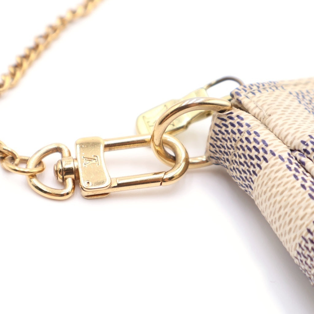 LOUIS VUITTON(ルイヴィトン) ダミエアズール ミニポシェットアクセソワール チェーンミニハンドバッグ ポーチ ケース アイボリー レザー×PVC N58010 ゴールド金具