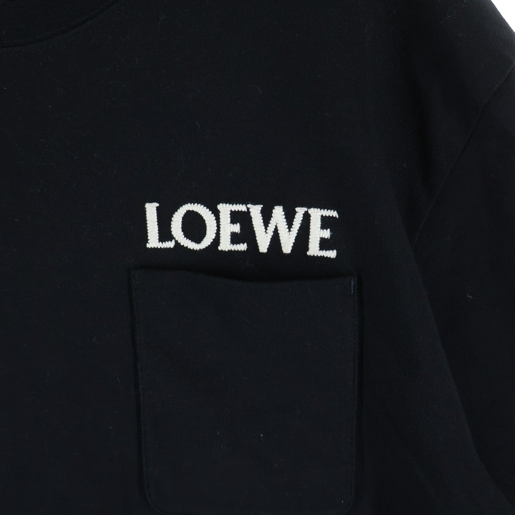 LOEWE(ロエベ) ロゴ 刺繍 ポケット付き Tシャツ 半袖 コットン ブラック H526Y22XDE