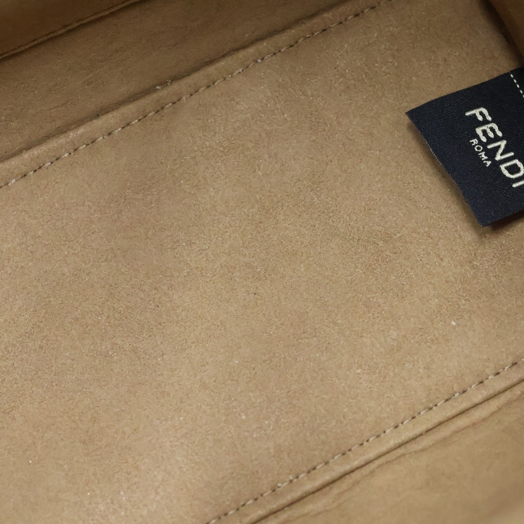 FENDI(フェンディ) サンシャイン スモール 2WAYハンドバッグ ショルダーバッグ ブラウン レザー×キャンバス ゴールド金具 レディース