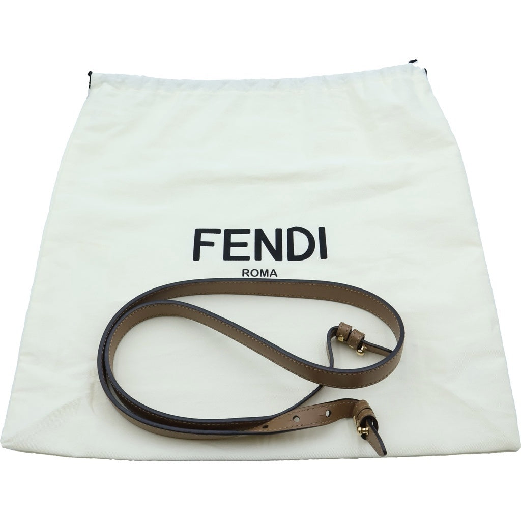FENDI(フェンディ) サンシャイン スモール 2WAYハンドバッグ ショルダーバッグ ブラウン レザー×キャンバス ゴールド金具 レディース