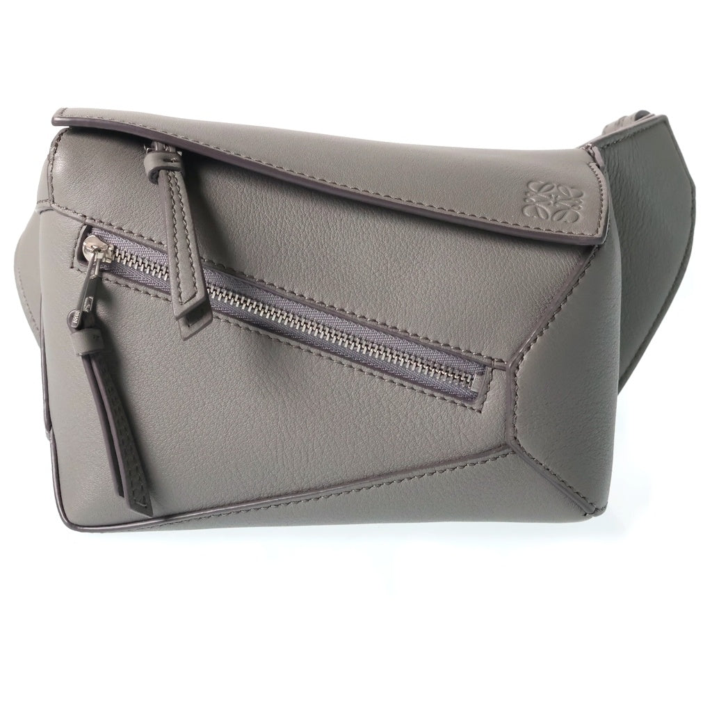 LOEWE(ロエベ) パズルバッグ バムバッグ ミニ ボディバッグ ショルダーバッグ レザー グレー レディース