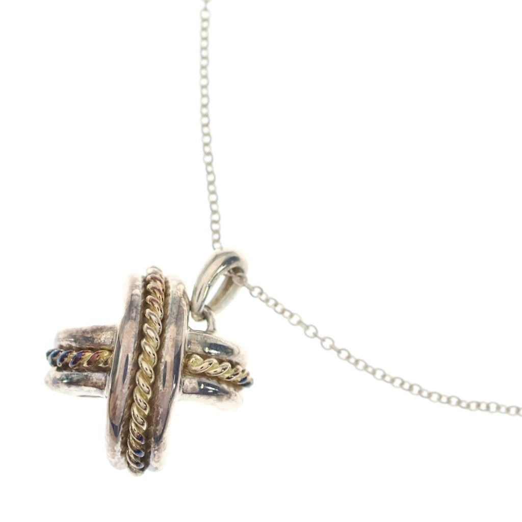 TIFFANY & Co.(ティファニー) シグネチャー クロス ネックレス ペンダント K18イエローゴールド SV925 シルバー レディース