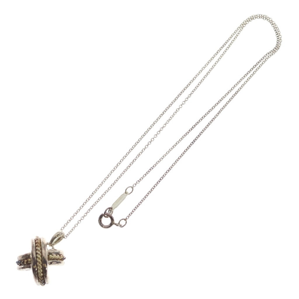 TIFFANY & Co.(ティファニー) シグネチャー クロス ネックレス ペンダント K18イエローゴールド SV925 シルバー レディース