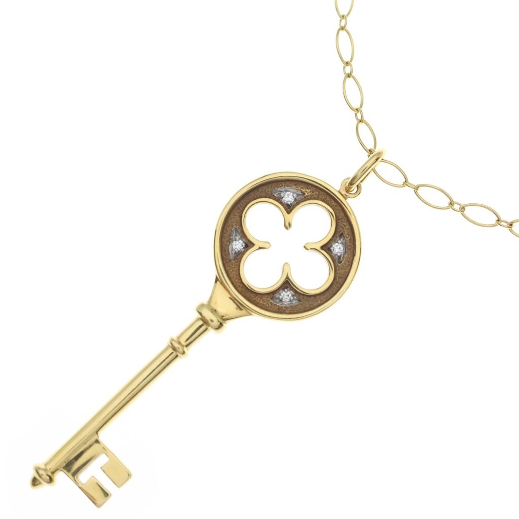 TIFFANY & Co.(ティファニー) クローバー キー ダイヤ ネックレス ペンダント イエローゴールド 750YG