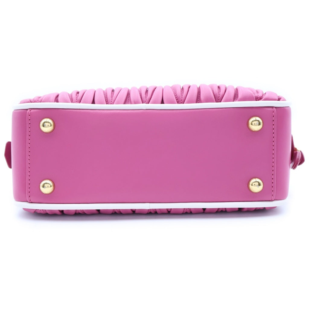 miumiu(ミュウミュウ) マテラッセ 2WAYハンドバッグ ショルダーバッグ ピンク レザー 5BB142 ゴールド金具 レディース