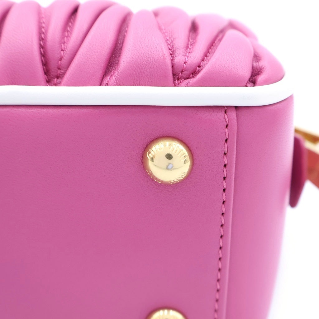 miumiu(ミュウミュウ) マテラッセ 2WAYハンドバッグ ショルダーバッグ ピンク レザー 5BB142 ゴールド金具 レディース