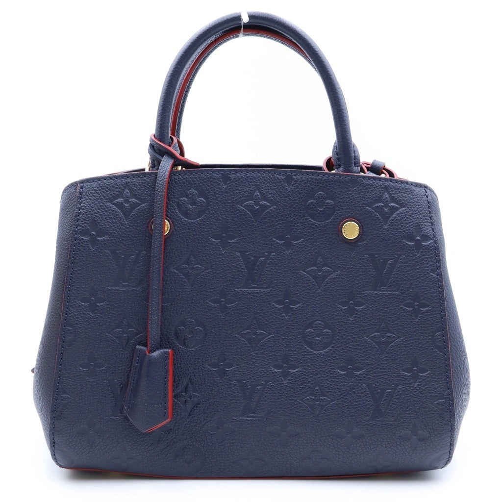 LOUIS VUITTON(ルイヴィトン) モノグラム・アンプラント モンテーニュBB 2WAYハンドバッグ ショルダーバッグ ネイビー×レッド レザー M41053 ゴールド金具 レディース