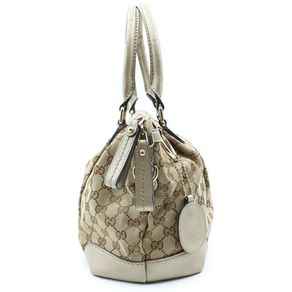 GUCCI(グッチ) GG柄 スーキー 2WAYハンドバッグ ショルダーバッグ ベージュ キャンバス×レザー 247902 ゴールド金具