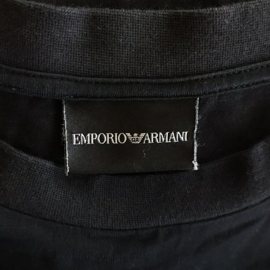 EMPORIO ARMANI(エンポリオアルマーニ) フロントロゴ刺繍 クルーネック半袖Tシャツ カットソー ブラック 3H1TN4 1JCQZ