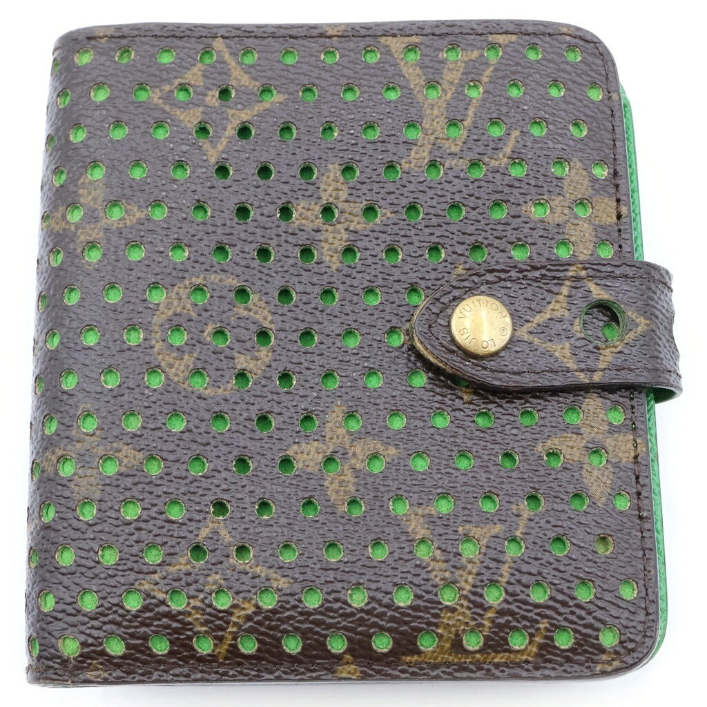 LOUIS VUITTON(ルイヴィトン) モノグラム ペルフォ コンパクトジップウォレット 二つ折り財布 ブラウン/グリーン