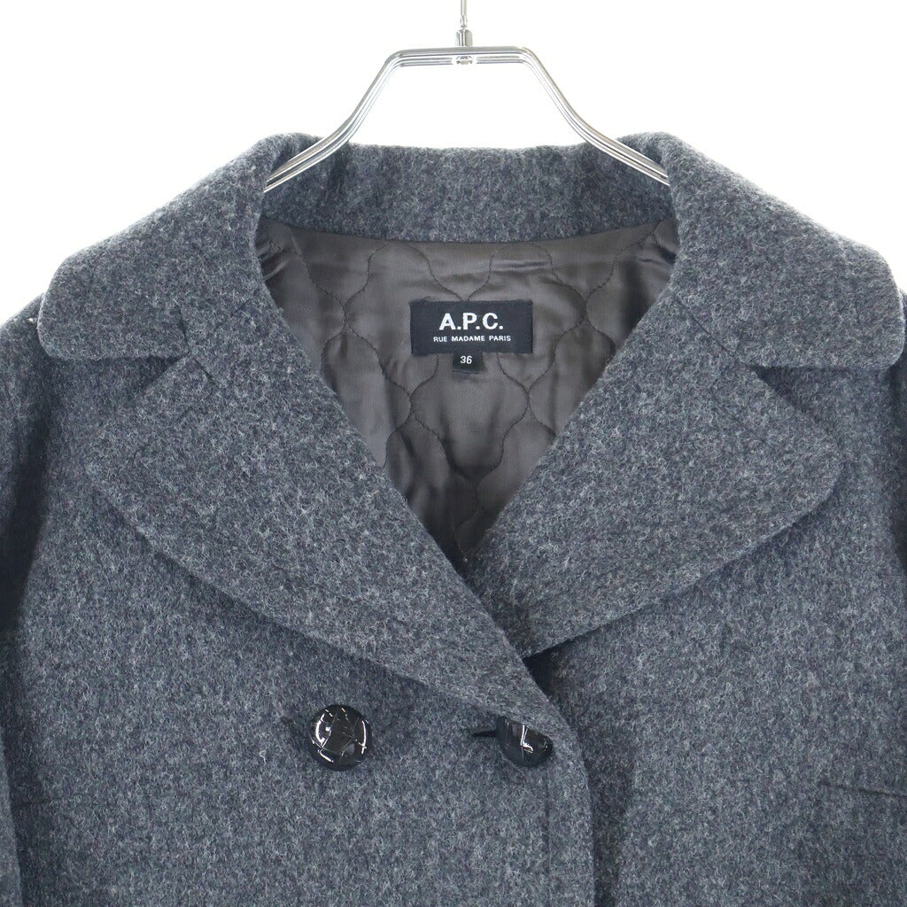 A.P.C(アーペーセー) ダブルボタンウールロングチェスターコート グレー