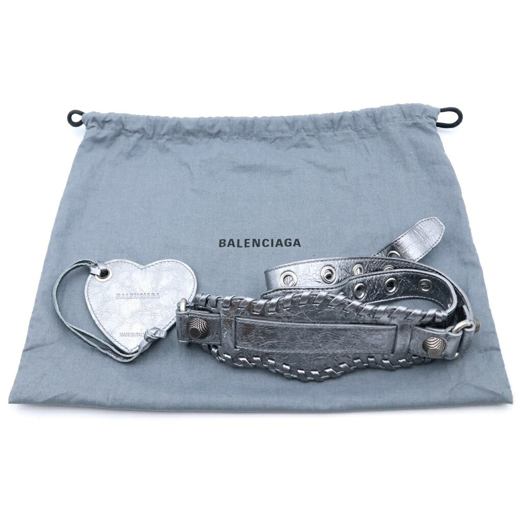 BALENCIAGA(バレンシアガ) ル・カゴール ミニ ダッフルバッグ 2WAYハンドバッグ ショルダーバッグ シルバー レザー 743356