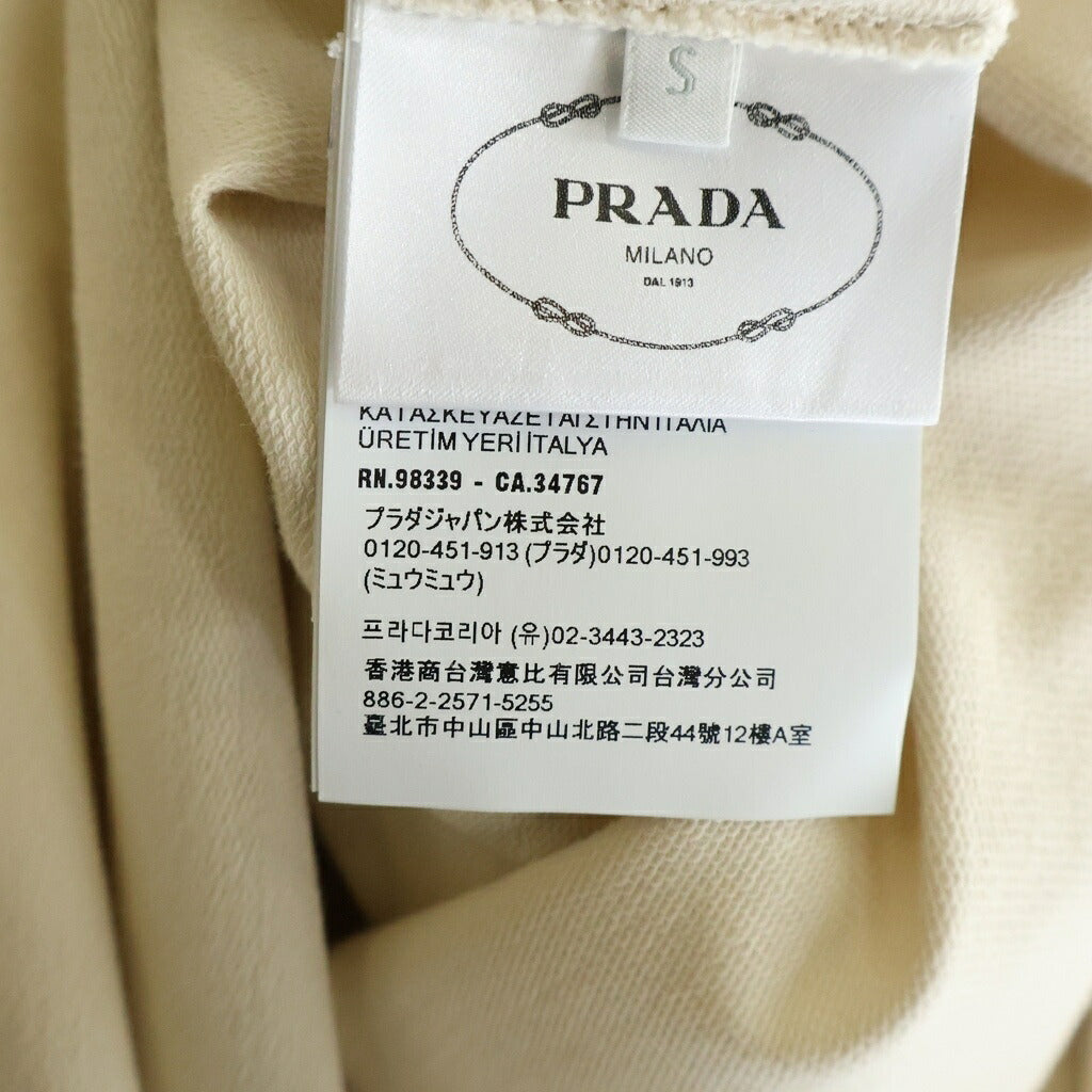 PRADA(プラダ) 24SS トライアングルロゴ ドローストリング フーデッド 長袖コットンドレス ワンピース アイボリー 133309 14LY