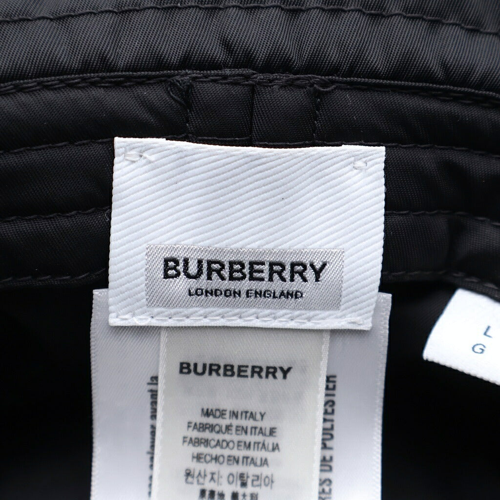 BURBERRY(バーバリー) ホースフェリープリント ナイロン パデッド バケットハット 帽子 中綿 ブラック 8044081