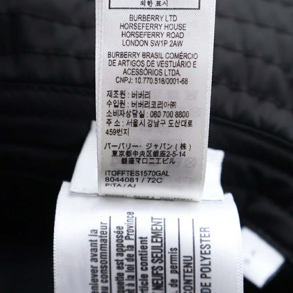 BURBERRY(バーバリー) ホースフェリープリント ナイロン パデッド バケットハット 帽子 中綿 ブラック 8044081