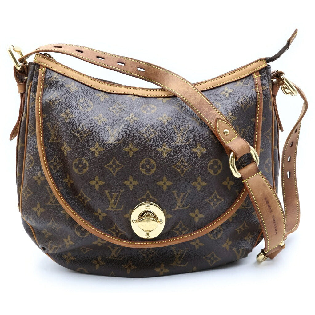 LOUIS VUITTON(ルイヴィトン) モノグラム トゥラムGM ショルダーバッグ ブラウン レザー×PVC M40075 ゴールド金具