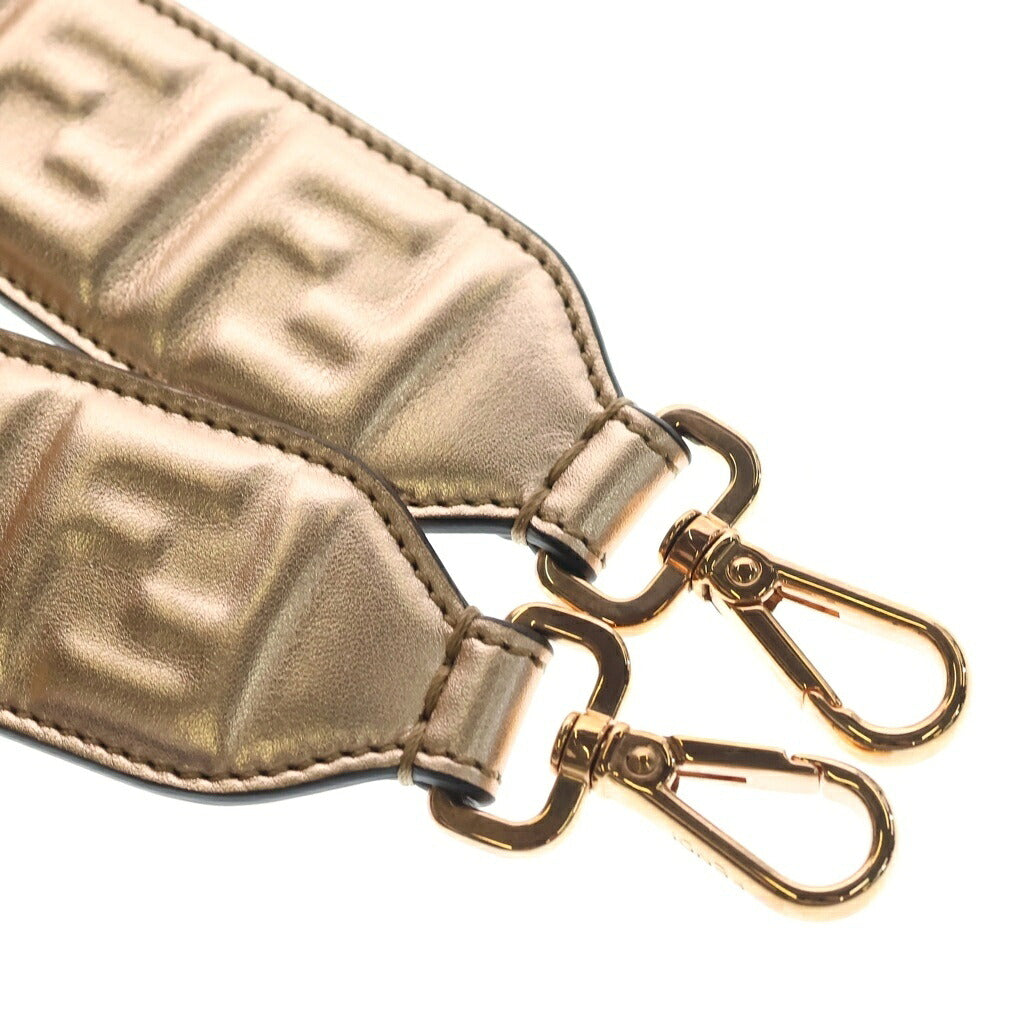 FENDI(フェンディ) ショルダーストラップ ユー ズッカ柄 FFロゴ レザー ピンクゴールド