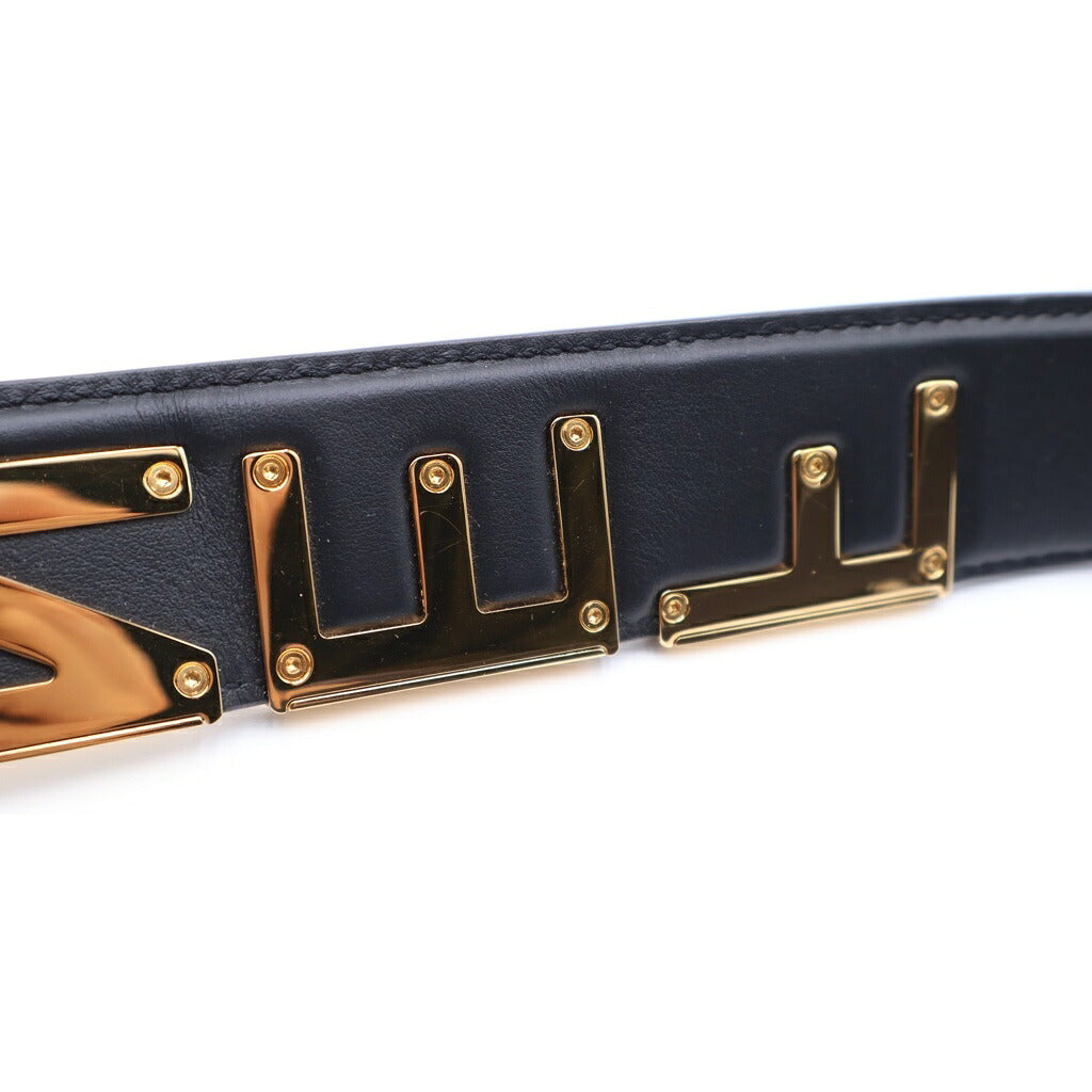 FENDI(フェンディ) ショルダーストラップ ユー ロゴ ゴールド金具 レザー ベージュ/ブラック