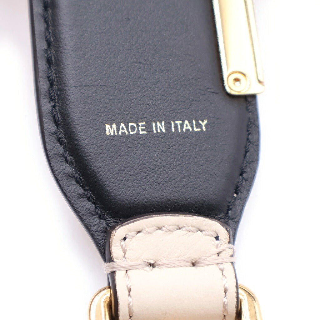 FENDI(フェンディ) ショルダーストラップ ユー ロゴ ゴールド金具 レザー ベージュ/ブラック