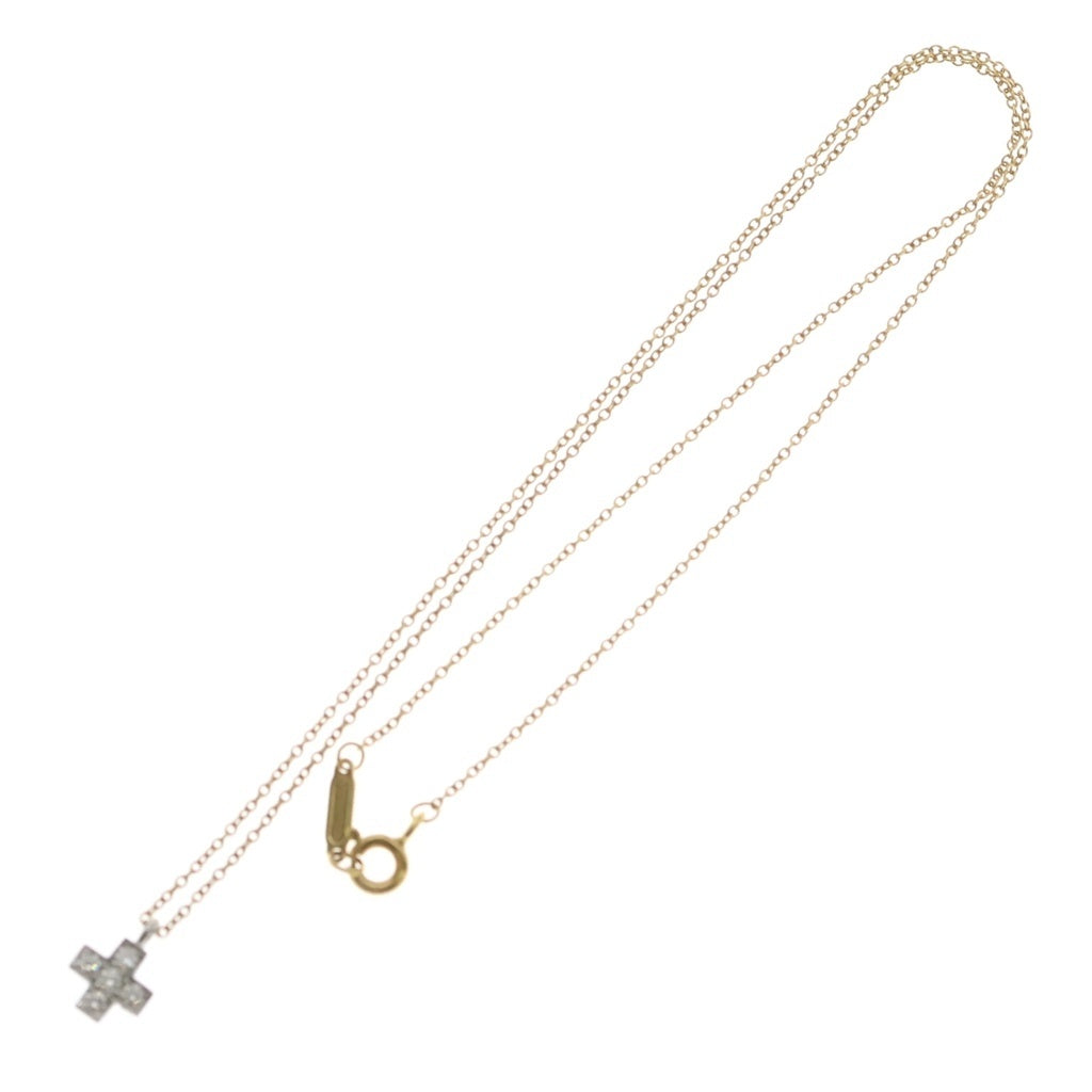 TIFFANY & Co.(ティファニー) クルーシフォーム クロス ネックレス ダイヤ ペンダント チェーン イエローゴールド×プラチナ 750/Pt950
