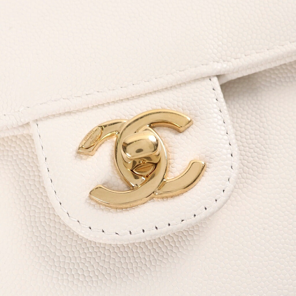 CHANEL(シャネル) ストラップ クラッチバッグ ショルダーバッグ ホワイト キャビアスキン プレートシリアル AP5068 ゴールド金具