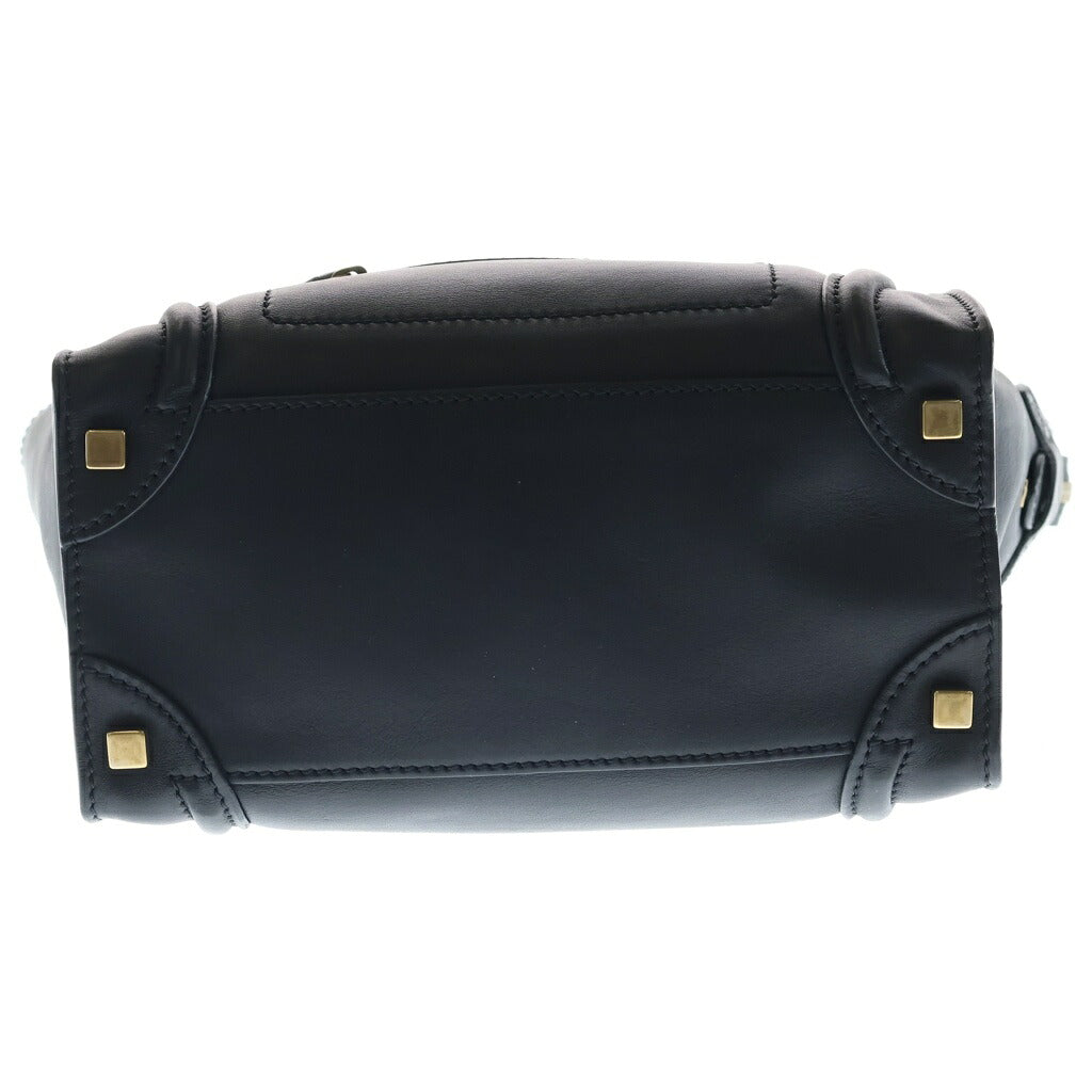 CELINE(セリーヌ) ラゲージ マイクロ ハンドバッグ ブラック レザー ゴールド金具