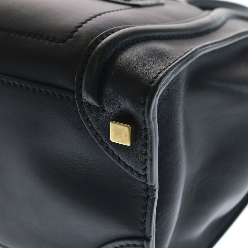 CELINE(セリーヌ) ラゲージ マイクロ ハンドバッグ ブラック レザー ゴールド金具