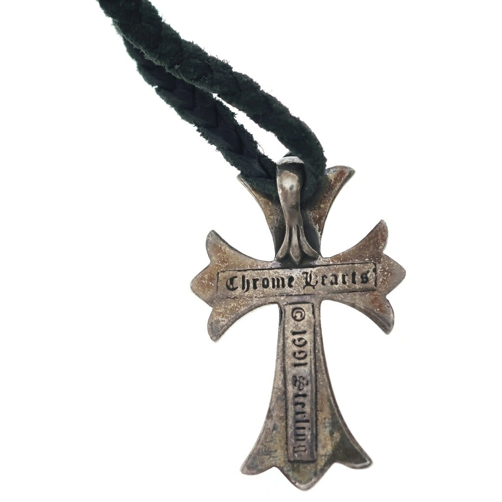 CHROME HEARTS(クロムハーツ) CH CRS SML CL スモールCHクロス レザーブレイド ネックレス シルバー/ブラック BCA217