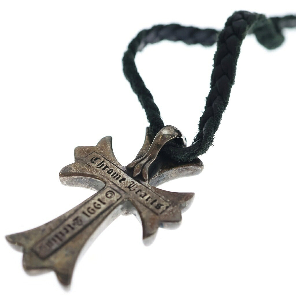 CHROME HEARTS(クロムハーツ) CH CRS SML CL スモールCHクロス レザーブレイド ネックレス シルバー/ブラック BCA217