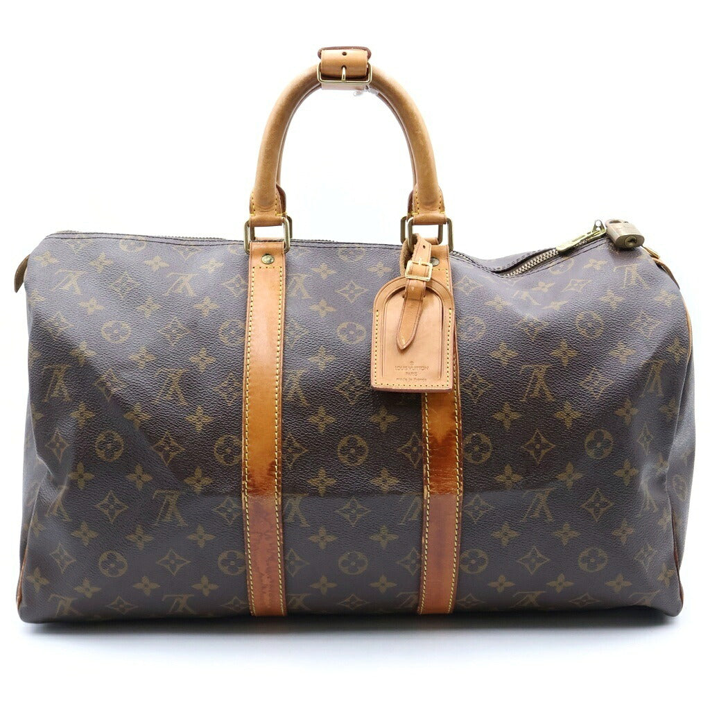 LOUIS VUITTON(ルイヴィトン) モノグラム キーポル45 ハンドバッグ ボストンバッグ トラベルバッグ ブラウン レザー×PVC M41428 ゴールド金具
