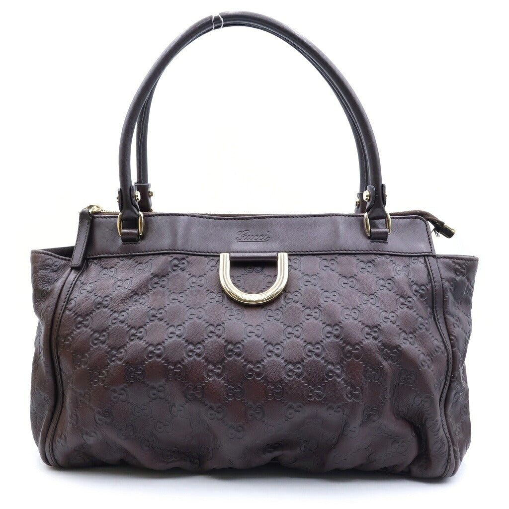 GUCCI(グッチ) グッチシマ ハンドバッグ ボストンバッグ ブラウン レザー 189831 ゴールド金具
