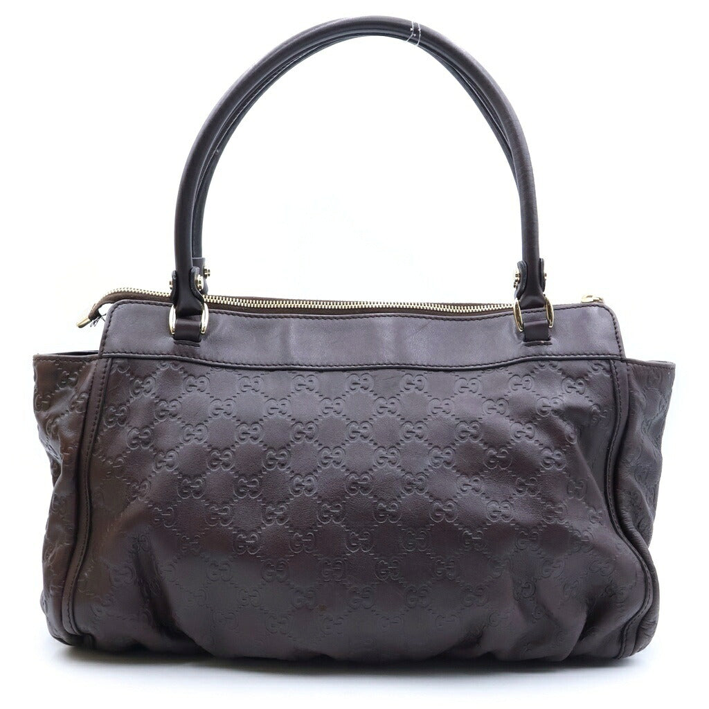 GUCCI(グッチ) グッチシマ ハンドバッグ ボストンバッグ ブラウン レザー 189831 ゴールド金具