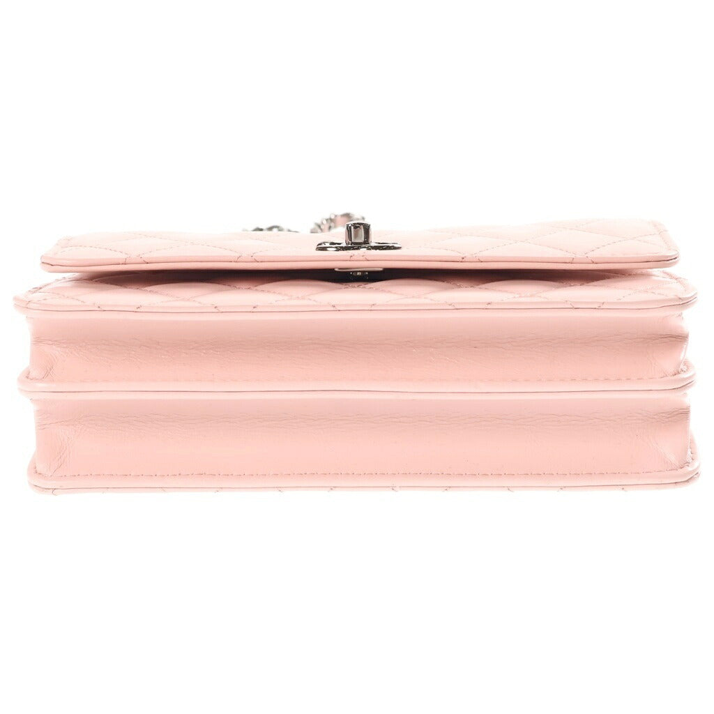 CHANEL(シャネル) トップハンドル チェーン フォンケース ショルダーバッグ ピンク ラムスキン シリアルシール AP3642 ガンメタ金具